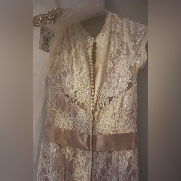 Elegant Beaded Lace Wedding Dress NWT - Picture 3 of 6